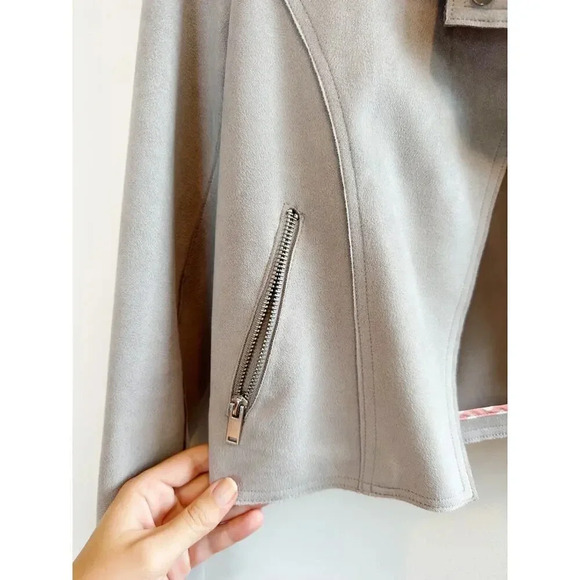 Anthropologie Gray Faux Suede MotorCycle Jacket Size S - Picture 5 of 10